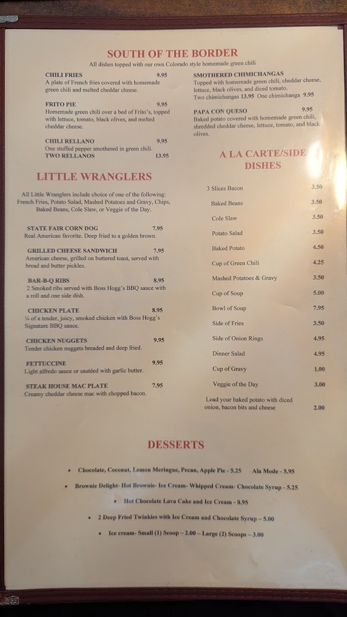 Boss Hogg's Saloon & Restaurant Menu - Image 2