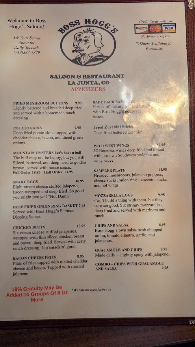 Boss Hogg's Saloon & Restaurant Menu - Image 5